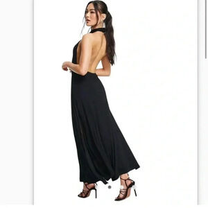 VICI X Nayley Black Tie Neck Maxi Dress Size XS